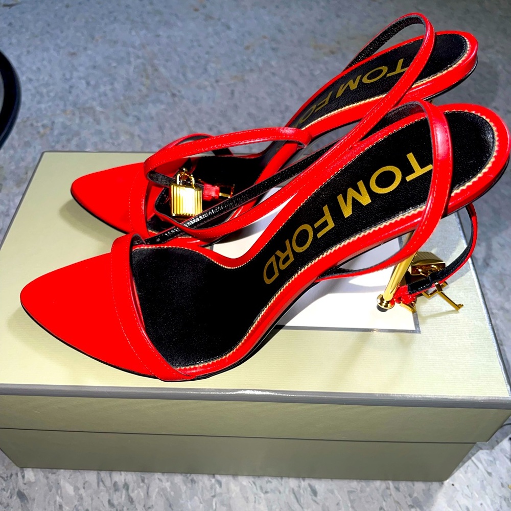 Tom Ford 105mm Lock Metallic Stiletto Sandals